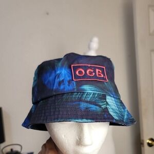Navy and Teal Leaf Pattern Bucket Hat